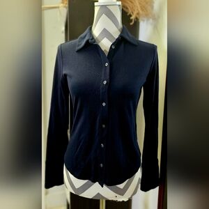 Banana Republic Navy Blue Button Down Blouse, Size XS